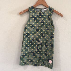 NEW Smiling Button Girls Sz 7 Sunday‎ Camo Polka Dot Tank Dress 100% Cotton